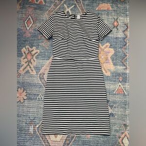 Old Navy Black and White Striped Midi Dress